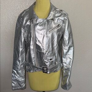 Stoosh Silver Metallic Moto Style Jacket - NWT